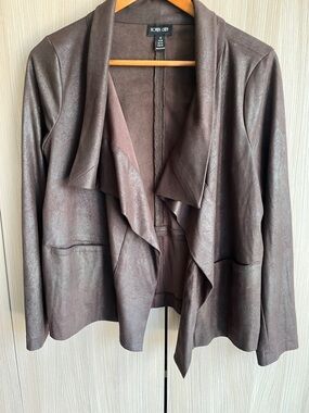 Ronen Chen Women's Brown Draped Open-Front Blazer